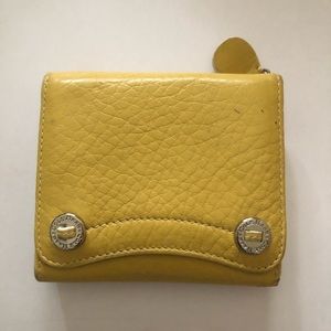 Cole Haan yellow leather trifold wallet